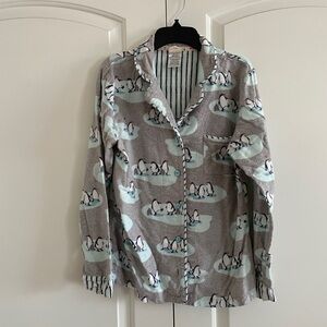 munki munki Gray Pajama Set with Penguin Print